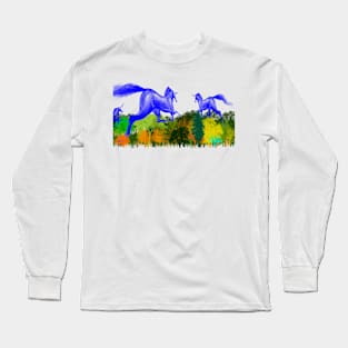 Unicorne unleashed into a Halloween forest Long Sleeve T-Shirt